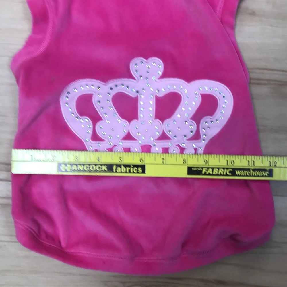 Simply She Pink Embroidered Crown With Crystals Pink Velvet Fleece Hoodie Large